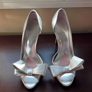 Paris Hilton Silver Bow Heels